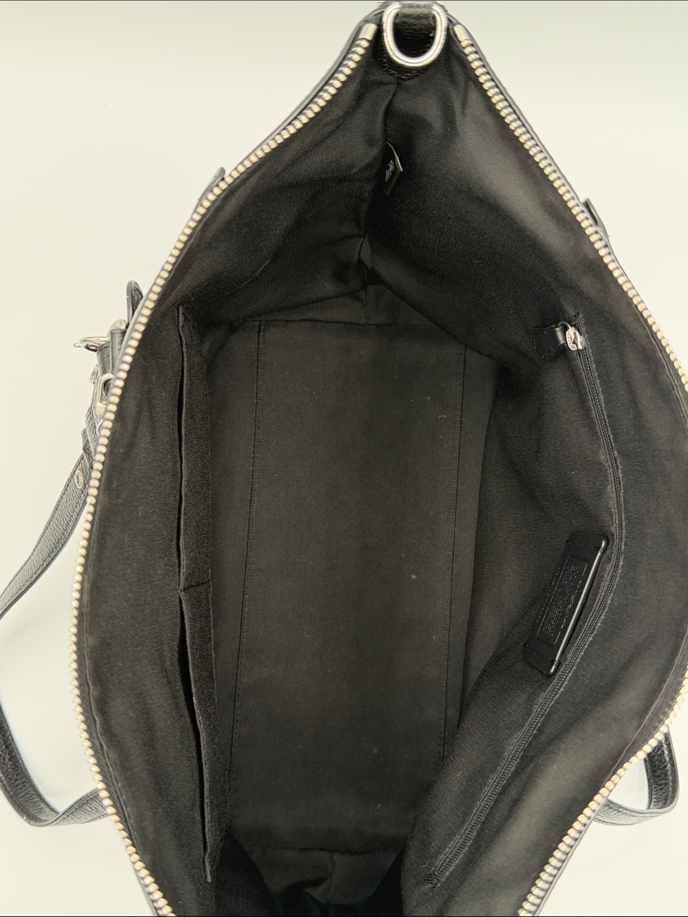 Coach Black Pebbled Leather Tote with Red Heart Charm - Picture 7 of 9